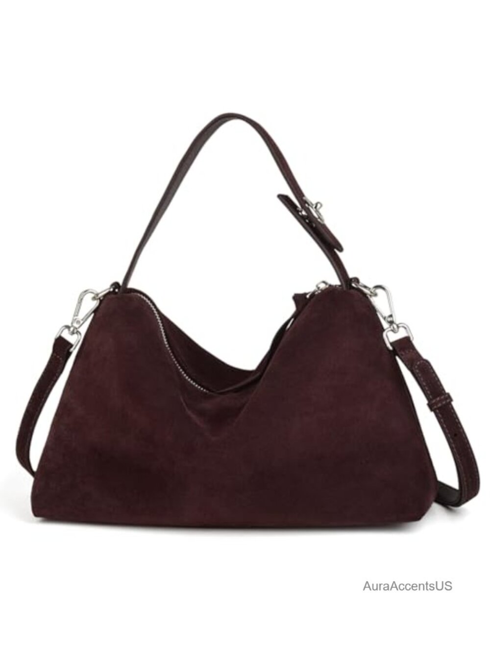 Premium Suede Leather Crossbody Bag Slouchy Hobo Shoulder Handbag Tote